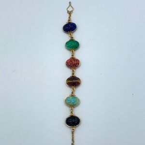 Antique Gold Filled Peking Glass Scarab Bracelet